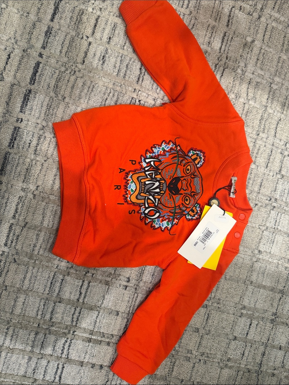 Kenzo Kids Bright Orange Embroidered Tiger Sweatshirt